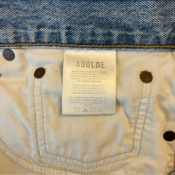 AGOLDE Parker Cut Off Jean Shorts 32 Button Fly Beach Coastal - Picture 8 of 9